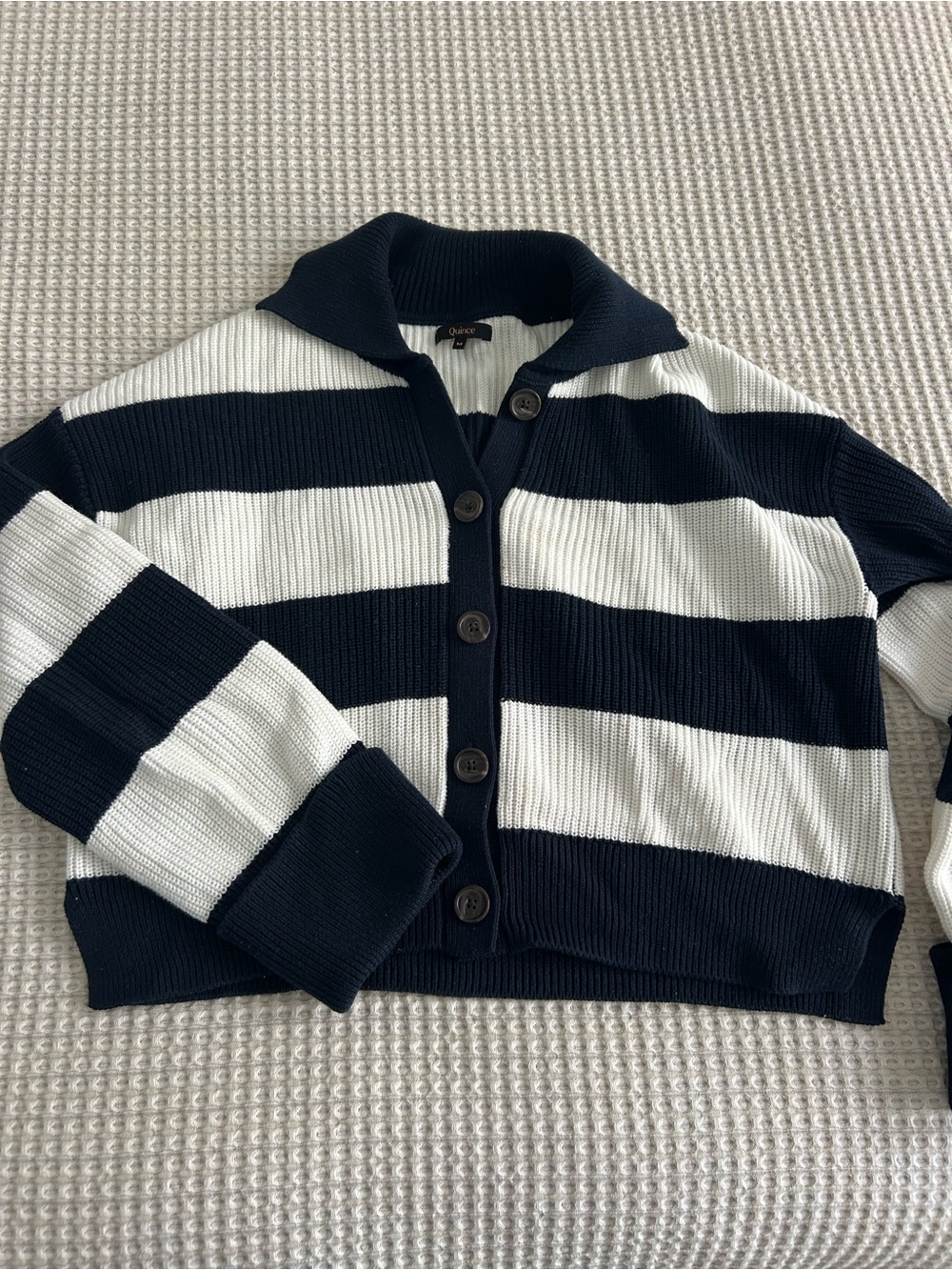 Quince 100% organic cotton fisherman collated cardigan